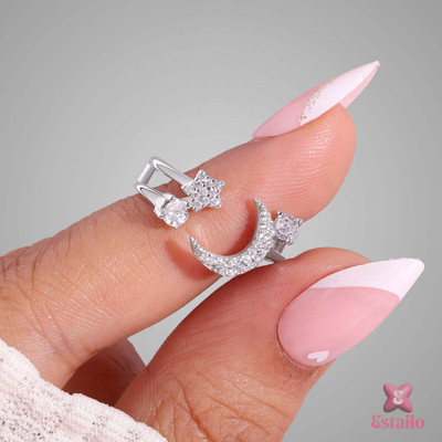 estailo fashion Estailo Fashion DreamyGemstone Gradient Ring Alloy Cubic Zirconia Silver Plated Ring