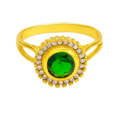 CHESTHA ONLINE STORE Metal Amber Gold Plated Chain Ring - Single Finger