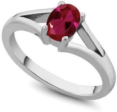 Gemzonite Ruby / Manik Ring with natural ruby gemstone certified ruby ston ring Stone Ruby Silver Plated Ring