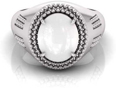 TODANI JEMS 9.25 Ratti Moonstone Gemstone Adjustable Ring With Lab CertificateFD Shell Moonstone Rhodium Plated Ring