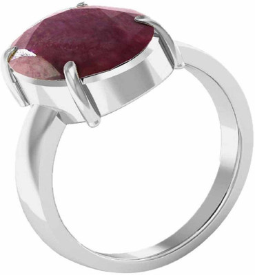 Gemzonite Ruby / Manik Ring With Natural Ruby Stone Ruby Silver Plated Ring