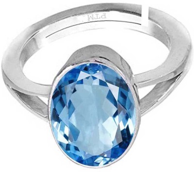PTM Natural Blue Topaz 10.25 Ratti or 9.5 Ct for Women bis Hallmark 925 Sterling Silver Ring