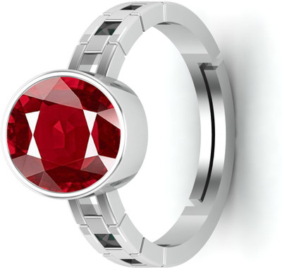 KUSHMIWAL GEMS 16.25 Ratti 15.25 Carat A+ Quality Natural Burma Ruby Manik Ring Brass Ruby Silver Plated Ring