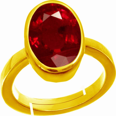 Sidharth Gems 5.25 Ratti Natural ruby ring Authentic Gemstone Brass Ruby Gold Plated Ring