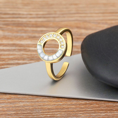 ZIVOM Abalone Circle Copper Mother of Pearl Gold Plated Ring