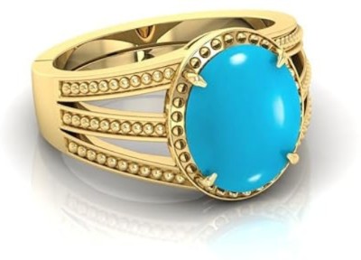 Lexri 3.25 Ratti To 21.25 Ratti firoza Stone Gold Plated Ring Brass Ring