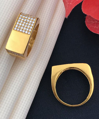 mahi creation Stainless Steel, Copper Diamond Gold Plated Ring