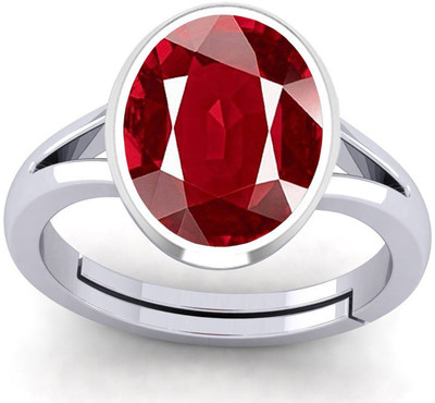barmunda gems 8.25 Ratti Created Ruby Manik Adjustable Ring for Men & Women by Lab Certified Metal Ruby Ring