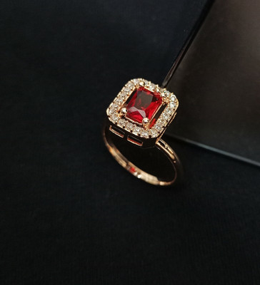 J.M.D Gold AD studded Finger Ring for Women & girls - red with rose gold plating Brass Cubic Zirconia, Diamond Ring