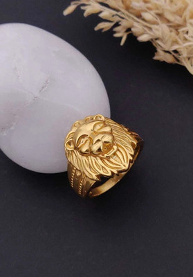mahi creation Brass, Copper Diamond Gold Plated Ring