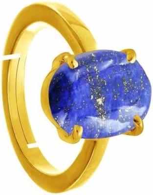 EVERYTHING GEMS 8.25 Ratti 7.75 Carat Lapis Lazuli Natural Lapiz Ring Original Lab Certified Brass Lapis Lazuli Gold Plated Ring