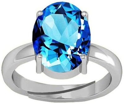 SISDH 7.25 Carat Blue topaz ring natural topaz ring original certified Brass Silver Plated Ring