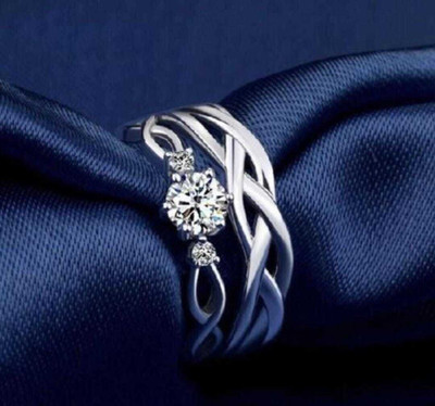Deevora Adjustable Couple Ring For Girls & Boys Alloy Silver Plated Ring Set