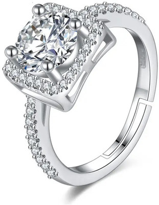 MEENAZ Rings for girls ring for women couple Silver Ring adjustable wedding party ad Alloy, Metal, Crystal, Stainless Steel, Brass, Copper, Stone Cubic Zirconia, Diamond Silver Plated Ring