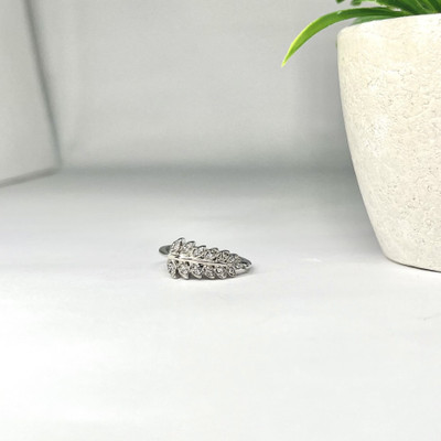 The Bello Leaf Sterling Silver Cubic Zirconia Rhodium Plated Ring