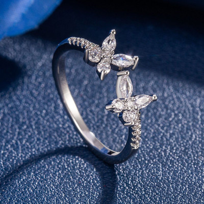 estailo fashion Alloy Cubic Zirconia Silver Plated Ring