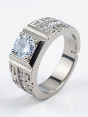 RAPPERSSHOP Silver Plated Solitaire Adjustable Ring for Men Stainless Steel Zircon Silver Plated Ring