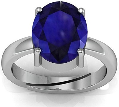 Sidharth Gems 7.25 Ratti 6.00 Crt Natural Ceylon Blue Sapphire Ring Neelam GemStone Brass Sapphire Silver Plated Ring