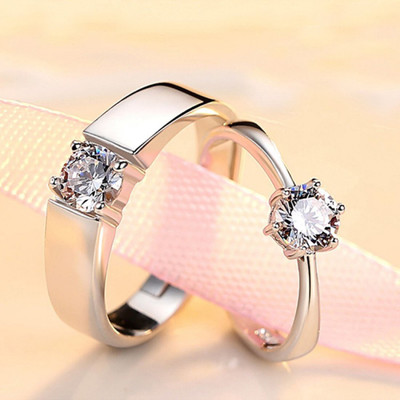 VIANSH Ring for lovers in silver stylish king Queen design Alloy Cubic Zirconia Alloy Cubic Zirconia Platinum Plated Ring Set