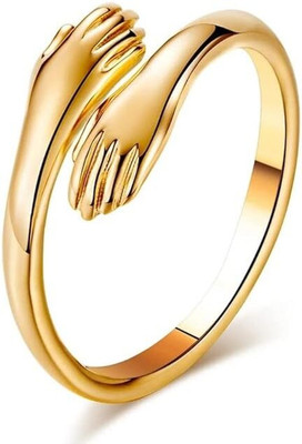 RONAK Love Forever Golden Valentine's Day Adjustable Hand Hug Me Thumb Finger Ring Metal Ring