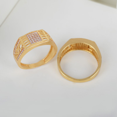 GORASH CREATION Alloy Cubic Zirconia Gold Plated Ring