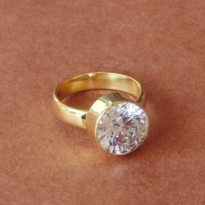Ceylonmine01 Natural Diamond Stone Ring Golden Plated For Men & Women Ring Brass Zircon Gold Plated Ring