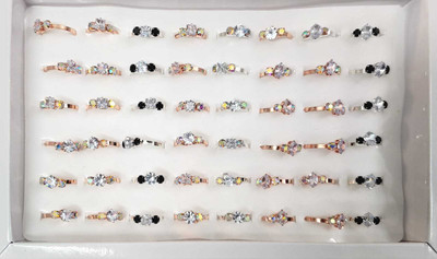 DIVINE 48 Silver & Golden Nag, Stone Rings for Girls, Women.(1 Box 48 Rings) Alloy Ring