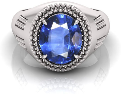 TODANI JEMS 9.25 Ratti Neelam Gemstone Adjustable Ring With Lab CertificateFD Shell Sapphire Rhodium Plated Ring