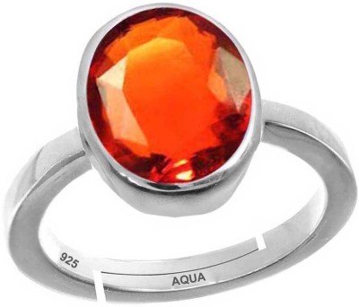 AQUAGEMS Hessonite (Gomed) 6.25 Ratti or 5.50 Ct Stone 925 Bis Hallmark Women Adjustable Sterling Silver Ring