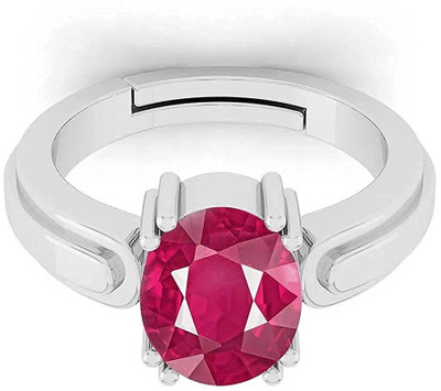 SIDHGEMS SIDHGEMS 7.25 Ratti 6.00 Carat Natural Ruby Stone Manik Ring Brass Ruby Silver Plated Ring