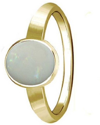 Gemzonite Effective & Lab certified Original 6.25 ratti Opal Stone Ring Alloy Opal Gold Plated Ring
