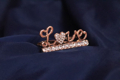 OCEAN WORLDS Brass Cubic Zirconia Chain Ring - Multi Finger