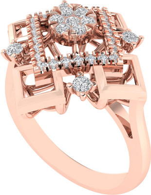 Diamtrendz Jewels 925 Sterling Silver Zircon Rose Gold Plated Ring For Women & Girls Sterling Silver Cubic Zirconia Gold Plated Ring