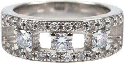 FOGGMART Beautiful AD Ring for Girls & Women Silver Color Rust Free Hand Finger Ring Stainless Steel, Alloy Diamond, Cubic Zirconia Silver Plated Ring