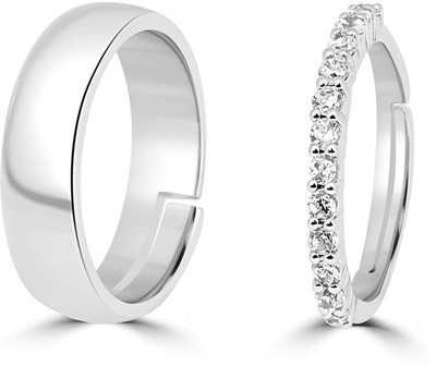 silvona jewel Sterling Silver Zircon Rhodium Plated Ring