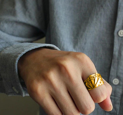 Utkarsh Golden Ace King Queen Jack Playing Tash/Cards Poker Casino Finger Thumb Ring Brass Ring