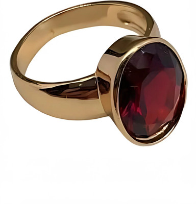 ZUTAKE Original & Effective Gomed/Hessonite Gold Plated Finger Ring Brass Ruby Ring