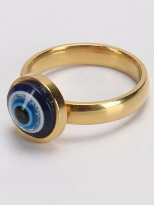 Chopra Gems Protection Evil eye Stone Ring For Women & Men Brass Crystal Gold Plated Ring