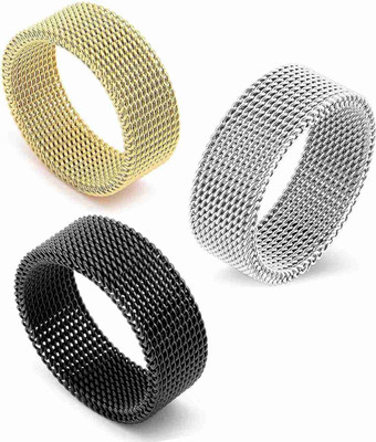 Neerajyoti mesh stainless steel ring combo set Alloy, Stainless Steel Gold, Titanium, Sterling Silver Plated Ring Set