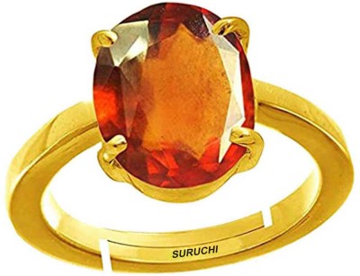 Suruchi Gems & Jewels Hessonite (Gomed) 10.25 Ratti or 9.50Ct Gemstone For Women Five Metal Adjustable Alloy Ring
