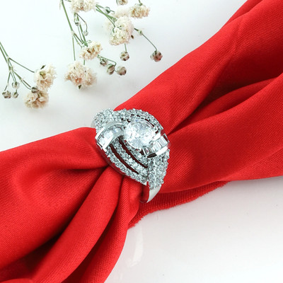 Bhagya Lakshmi Exquisite AD Stone Alloy Silver Plated Ring