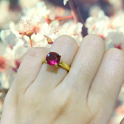 Gemzonite Ruby/Manik Certified Panchdhatu Birthstone/Astrology/Rashi Ratan for Men & Women Brass Ruby Gold Plated Ring