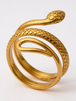 RAPPERSSHOP Gold-Plated Snake Serpent Wrap Ring Brass Gold Plated Ring