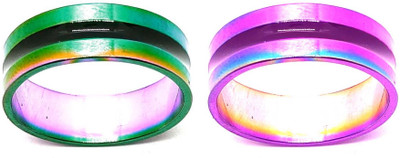 Dynamic Retail Global Set of 2 Rings for Men & Women, Multicolor-Multicolor Alloy Ring