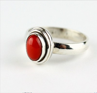 Ceylonmine01 Alloy Coral Silver Plated Ring