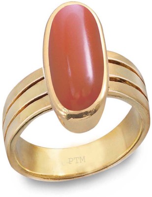 PTM Coral (Munga) Gemstone 6.25 Ratti or 5.5 Ct for Unisex Pure Copper (Tamba)-FKT2 Copper Coral Ring