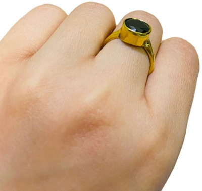 Kanvi Jewelers Lab certified Original stone Black sulemani Hakik / Agate ring Brass Gold Plated Ring