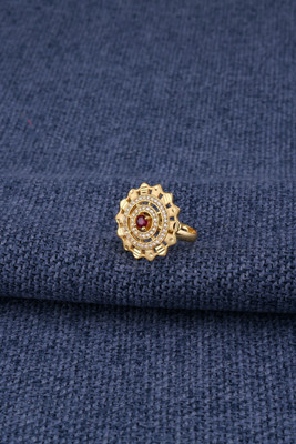 NIRAV Brass Cubic Zirconia Gold Plated Chain Ring - Multi Finger