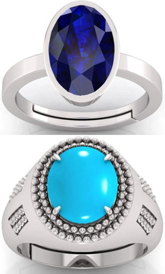 BHAIRAW GEMS Moonstone Stone Silver Adjustable Ring Stainless Steel Ring