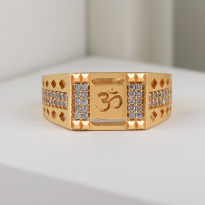 Jalaram Fashion Brass Cubic Zirconia, Diamond Gold Plated Ring